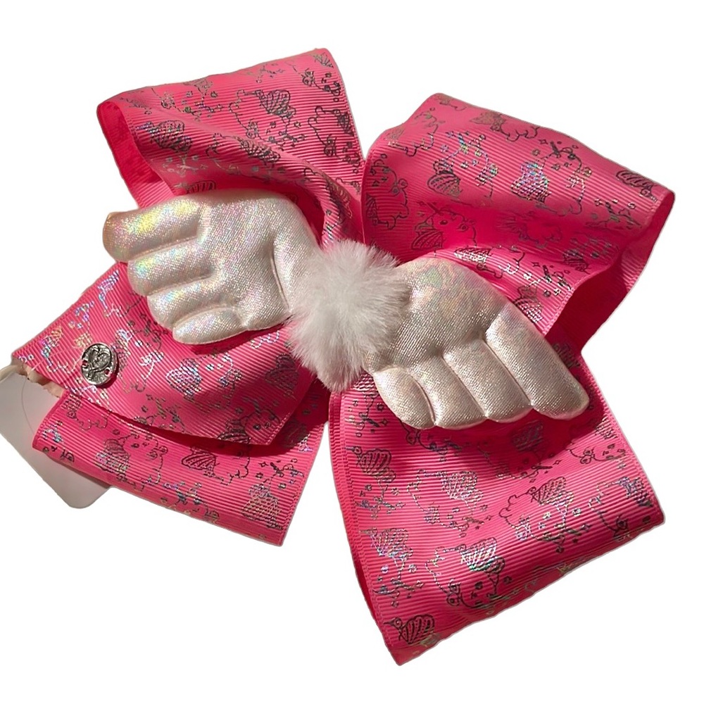 Unicorn Hair Bow Sparkly White Pink Angel Wings Jumbo XL Girls Oversized Girls